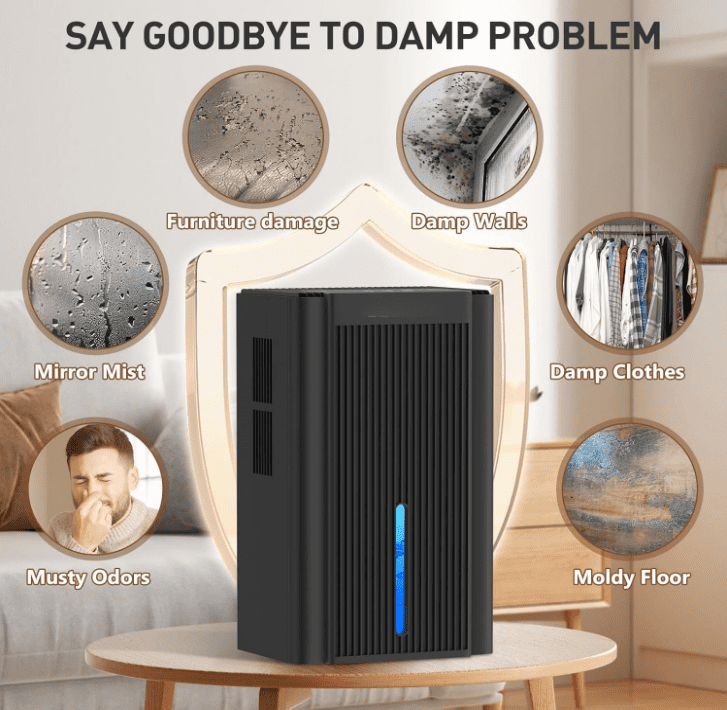 DARKIRON Dehumidifier for Home, 1000 Sq.Ft Quiet Dehumidifier with Auto Shut Off & 7 Color Ambient Light, Ideal for Livingroom Bedroom Basement(Black)