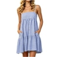 thumbnail image 2 of Snorda Women's Striped Dress Summer Round Neck Sleeveless Striped Solid Color Casual Dress Flowy Sundress Ideal for Daily Wear Beach Vacation & Party, 2 of 7