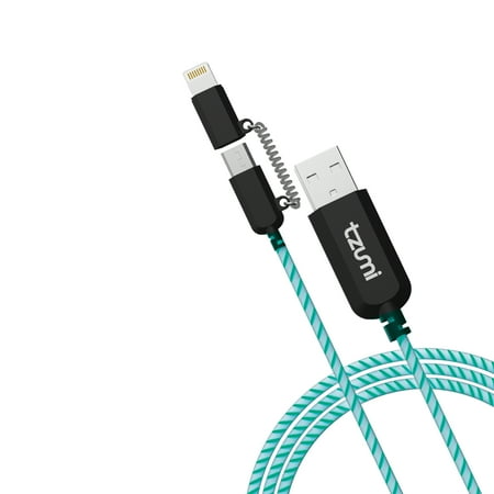 Tzumi Aura LED Glow 2-in-1 Micro-USB & Lightning Cable (White)
