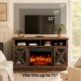 thumbnail image 4 of Electric Fireplace TV Stand for 75 inch TVs Farmhouse TV Console with 23″ Fireplace, Vintage Brown, 4 of 9