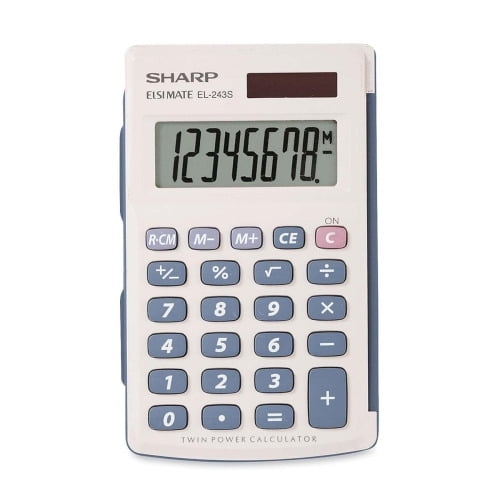 Sharp Calculators EL-243SB 8-Digit Pocket Calculator 3-Key Memory, Sign Change, Auto Power Off - 8 Digits - LCD - Battery/Solar Powered - 1 - LR1130 - 0.4' x 2.5' x 4.1' - Gray, Blue - 1 Each