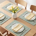 thumbnail image 2 of REGALWOVEN Rustic Placemats Set of 4 Rectangular Cotton Blend Placemats for Dining Table Decor Washable Kitchen Table Mat Wipe Clean Green 15.7x11.8inch, 2 of 6