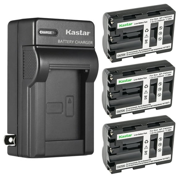 Kastar 3-Pack NP-FM500HN Battery and AC Wall Charger Replacement for Sony Alpha α99II, a99 II, SLT-A99 II, a99II, a99V, ILCA-99M2, CLM-V55, CLM-FHD5, α700 α850 α900 α57 α58 α65 α68 α77 Camera