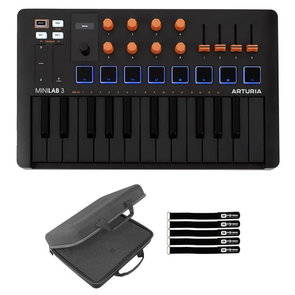 Arturia MiniLab 3 Orange Limited Edition Universal MIDI Keyboard Controller with Case Package