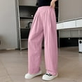 thumbnail image 2 of Lenpel Girls' Wide Leg Pants Loose Elastic High Waisted Pleated Pull on Casual Trousers Lightweight Summer Pants 4-14 Y, 2 of 7