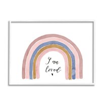 Stupell Indtries I Am Loved Phrase Inspirational Children's Rainbow,14 x 11,Design by Lucille Price