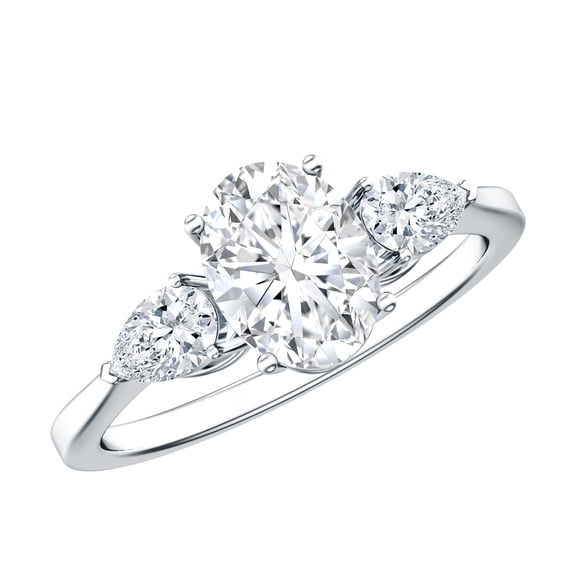 Rosec Jewels Lab Created Diamond Engagement Ring - 3 Stone Ring - EF-VS Quality, 925 Sterling Silver, US 4.00