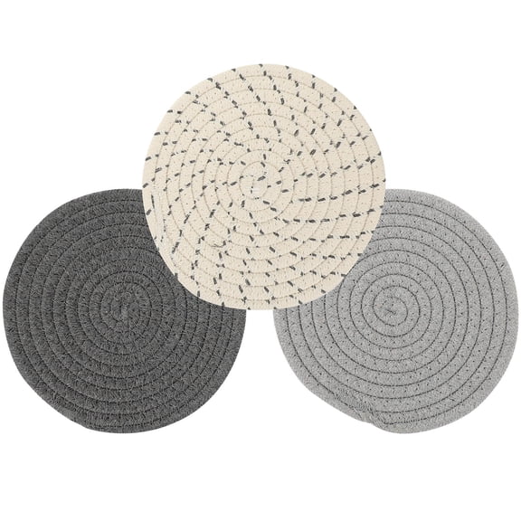 FOMIYES 3-Piece Cotton Placemat Set in Grey, Decorative Table Mats for Home Dining and Kitchen Use