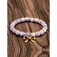 thumbnail image 5 of ELYA Jewelry Women's Bow Charm Light Purple Jade Stone Stretch Bracelet, 5 of 5