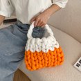 thumbnail image 4 of Bolso con asa superior para mujer Bolso de diseño tejido Bolso simple de lana islandesa (naranja), 4 of 5