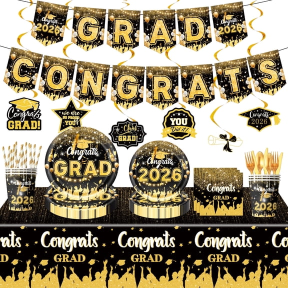 2026 Graduation Party Decorations, Congrats Grad Party Supplies with 6 Hanging Swirls for Graduation Celebration (G)