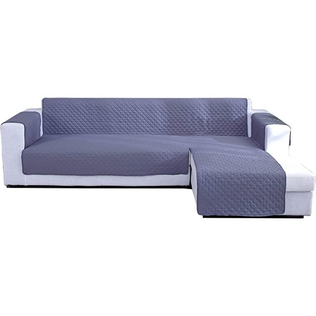 Housse de Canapé en Forme de L Double Face Combinaison Canapé Inclinable Housse de Canapé (Gris Clair)