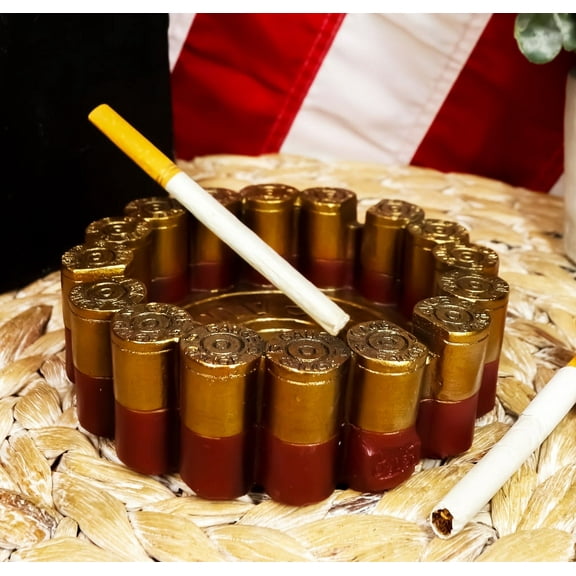 Ebros Wild Western 12 Gauge Shotgun Shell Round Cigarette Ashtray Figurine 4.5"W