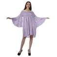 thumbnail image 4 of Moomaya Robe de Plage pour Femmes Pastel Violet à Épaules Dénudées Robe de Vacances en Coton avec Manches Évasées - B2, 4 of 5