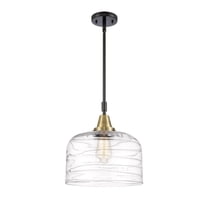 447-1S-BAB-G713-L Innovations Lighting Bell - 1 Light Stem Hung Mini Pendant In Industrial Style-14.13 Inches Tall and 12 Inches Wide-Black Antique