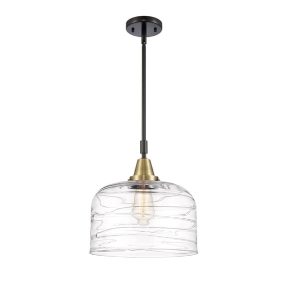 447-1S-BAB-G713-L Innovations Lighting Bell - 1 Light Stem Hung Mini Pendant In Industrial Style-14.13 Inches Tall and 12 Inches Wide-Black Antique