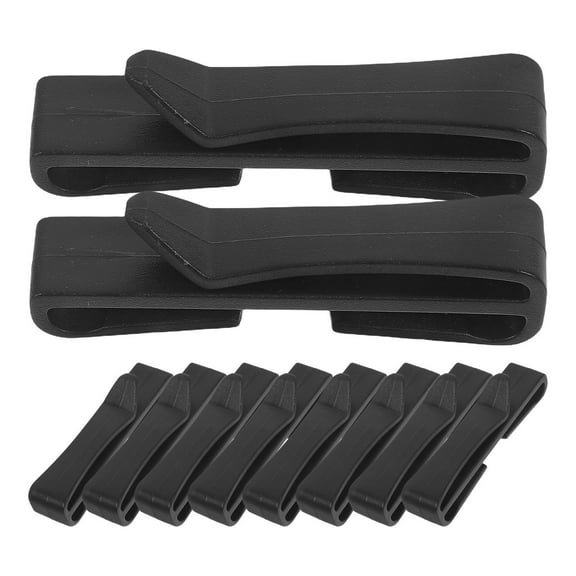 LULULION 10Pcs Black Plastic Belt Clips Webbing Buckles Strong Flexible End Clips for Strap Management