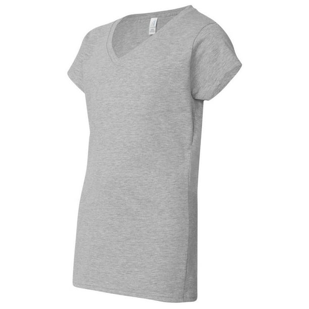 Gildan 64V00L Softstyle Ladies V-Neck T-Shirt -Sport Grey -Large ...