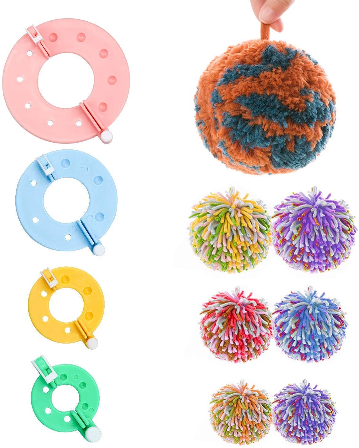 8 Pcs Pompom Maker 4 Sizes Pom Pom Maker Craft Fluff Ball Weaver Kit Pom Pom Maker Pom Pom Template Fluff Ball Diy Needle Craft Tool Kit For Kids Adults - image 5 of 9