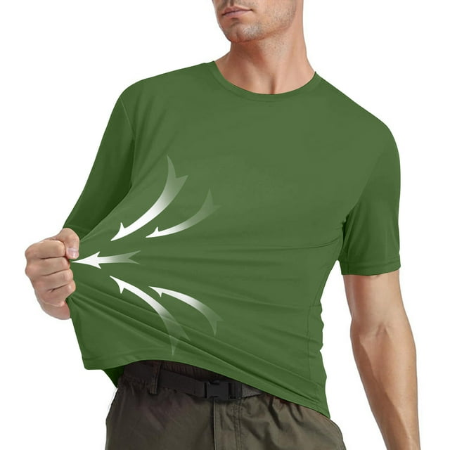 AherBiu T-Shirts pour Hommes à Col Rond Extensibles à Séchage Rapide pour l'Extérieur Légers T-Shirts de Performance
