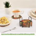 thumbnail image 5 of Yayeee 6 PCS Drink Coasters with Holder Set Woven Absorbent Round Tabletop Hot Pad, Colorful Autumn Leaves, 5 of 7