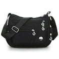 thumbnail image 1 of Bolso bandolera multibolsillos para mujer, de nailon impermeable, de un solo hombro, de viaje, color negro, 1 of 8