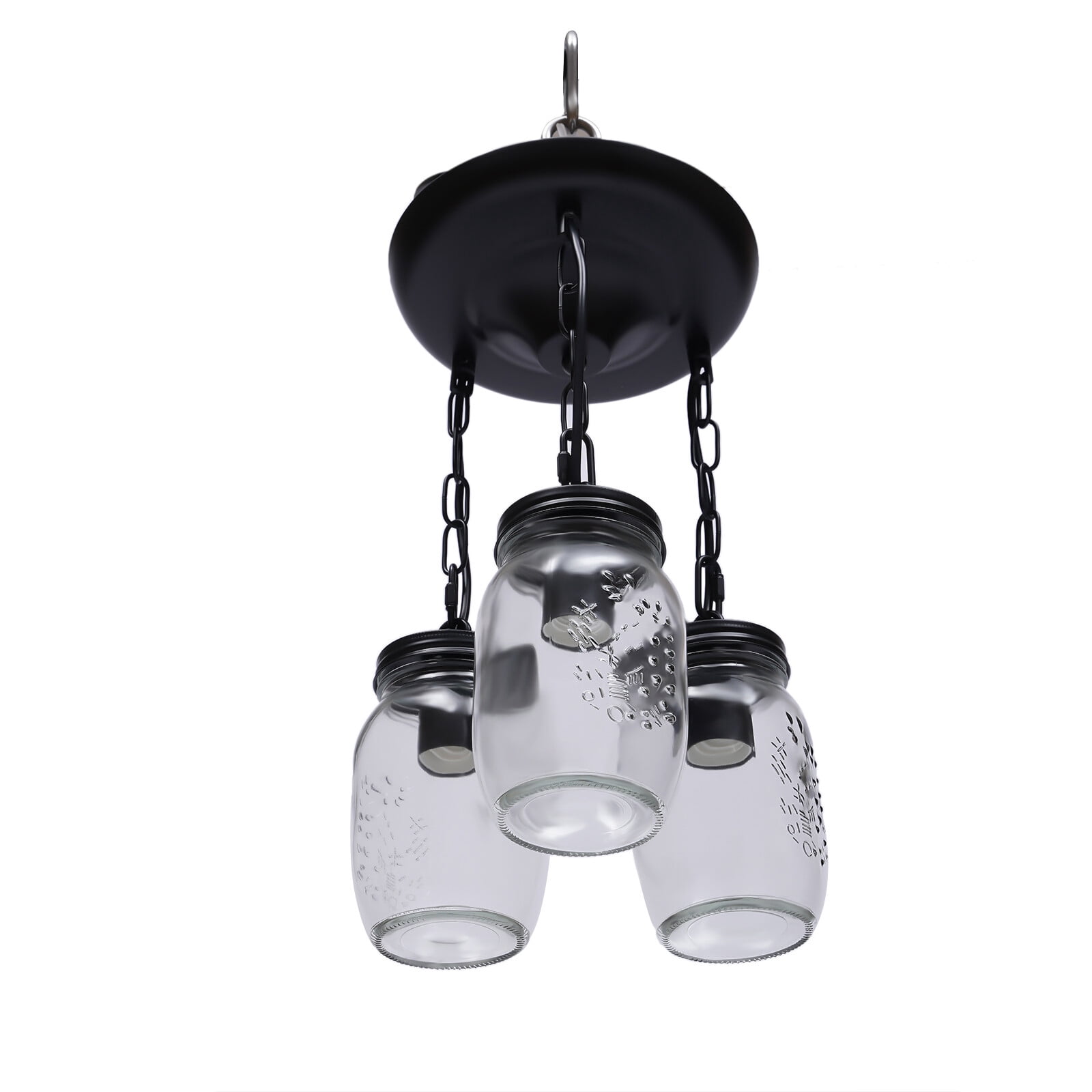 Mason Jar Kitchen Island Light, 3 Heads Pendant Light Fixture, Ceiling Chandelier for Liiving Room