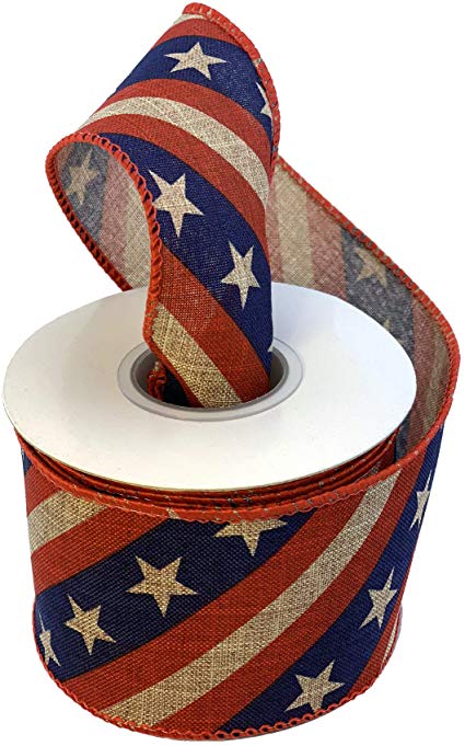 Red White Blue Flag America Wired Ribbon 2 1//2 Inch 9 Yards July 4th Patriotic