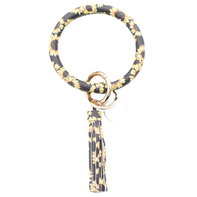 Bijoux en Liquidation, Bracelet en Cuir Tendance, Porte-Clés Rond avec Pompon, Multicolore