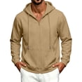 thumbnail image 2 of Mens Zip Up Hoodies Trendy Fleece Long Sleeve Hooded Sweat Shirts Winter Casual Warm Classic Fit Drawstring Hoodies Camel S, 2 of 6