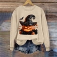 thumbnail image 5 of BRGZLK Halloween Witch Sweatshirts Women 2026 Fall Novelty Crew Neck Horror Season Long Sleeve Lightweight Warm Comfort Soft Pullover Tshirt for Party Khaki C L, 5 of 6