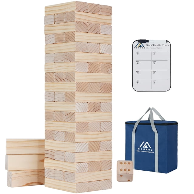 Giant Tumble Tower Game Megwoz de 57 piezas con dados y marcador
