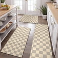 thumbnail image 2 of Beige Gray Checkerboard Checkered Pattern Kitchen Rugs Sets Of 3,Kitchen Runner Rugs Non Skid Washable,Decorative Kitchen Floor Mats for Kitchen,Sink,Laundry,17"x30"+ 17"x47" + 17"x59", 2 of 6