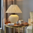 thumbnail image 4 of Deyidn Beige Ceramic Table Lamp with Woven Linen Shade, 12.99", Natural Texture Home Decor Lighting, 4 of 13