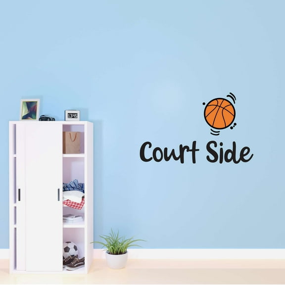 Boys Courtside Cute Sports Wall Decal Decoration Vinyl Wall Basketball Decal for Boys Room Lasts Years and Easily Removable - Size: 20 In(W) x 12 In(H)