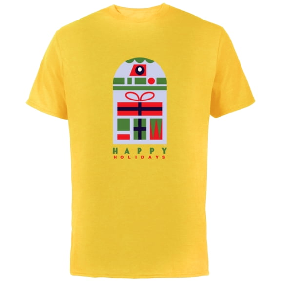 Star Wars R2-D2 Nordic Print Happy Holidays Christmas - Short Sleeve Cotton T-Shirt for Adults - Customized-Yellow
