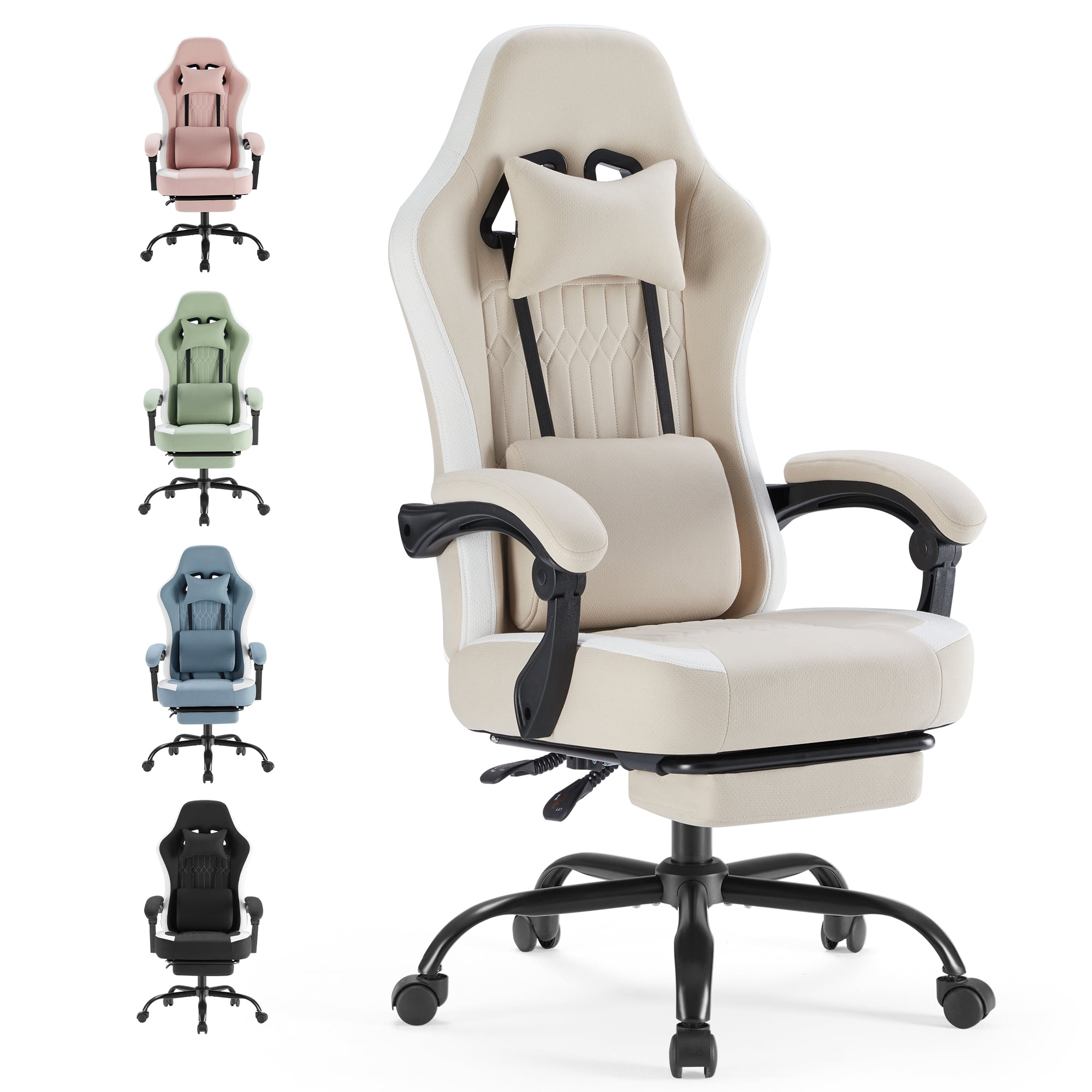 CONCETTA Gaming Chair with High Backrest, Ergonomic Adjustable Rotating Office Chair, Khaki