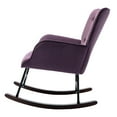 thumbnail image 6 of Accent Rocker Chair Velvet Upholstered Rocking Chair with Button Tufted Back Modern High Back Baby Nursery Armchair with Solid Wood Base for Living Room Office Bedroom, Purple, 6 of 7