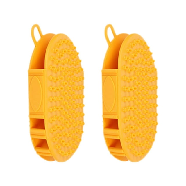 ADDHAT 2Ud Accesorio Para De Mascotas Cepillo De Masaje Amarillo Práctico Y