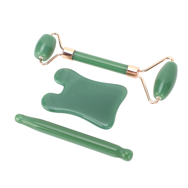 Rouleau Jadestone, Rouleau de Grattage Gua Sha Améliore la Circulation Réduction des Plis Réduit les Taches pour la Jambe Vert,Blanc