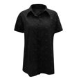 thumbnail image 4 of TIHLMK Womens Shirts Black Fashion Women Casual Solid Short Sleeve Turn-down Collar T-Shirt Blouse Tops Gift for Womens Tops, 4 of 7