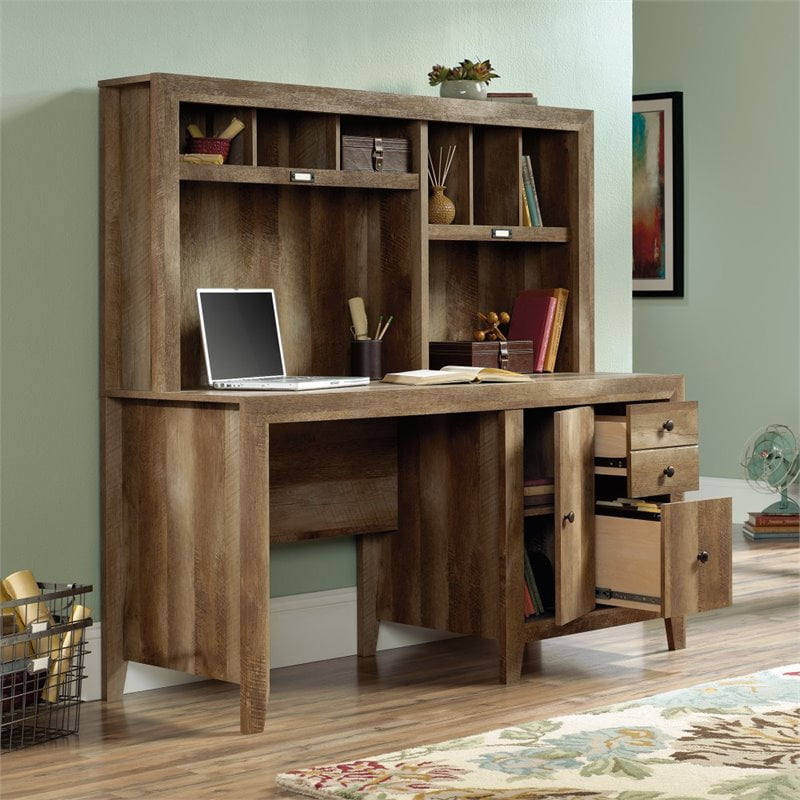 Sauder Dakota Pass Computer Desk with Hutch in Craftsman Oak Walmart