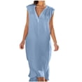 thumbnail image 2 of EGNMCR Robes de Fête pour Femmes Robe Débardeur Décontractée Sans Manches de Printemps/été pour Femmes, Unie, avec Poches, Col Rond, Plissée, en Coton et Lin, 2 of 6