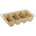 thumbnail image 1 of APS Polyrattan Four Compartment Condiment / Silverware Basket, 1/1 GN, Light Wood Tone, 42584-04, 1 of 1