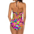 thumbnail image 4 of NICKSUN Maillot de Bain une Pièce pour Femmes Contrôle du Ventre Maillot de Bain Modeste Col en V, 4 of 9