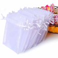 thumbnail image 2 of Solid Color Organza Drawstring Gift Bags, Pearl-Accented Closure For Secure Small Item Packaging, Designed For Jewelry Party Favors Wedding & Holiday Gifting, Multiple Sizes, 2 of 3