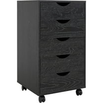 PetFurnishn Home 5 Drawer Office Storage File Cabinet Under Desk Cabinets for Organization Filing with Wheels, Printer Stand Storage, 180 lbs Capacity, Distressed Black