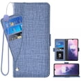 thumbnail image 1 of OnePlus 7 6T Case, iCoverCase Genuine Leather Wallet Case Slim Fit Folio Book Design with Stand and Card Slots Flip Case Cover for OnePlus 7 6T (Blue), 1 of 5