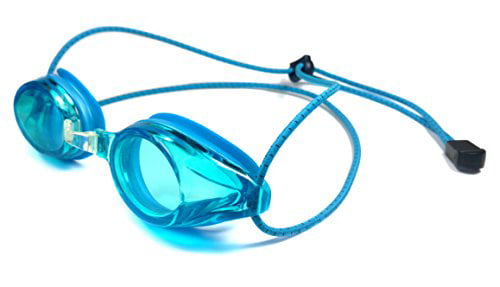 Resurge Sports Anti Fog Racing Swimming Goggles with Bungee Strap Blue Mirrored 