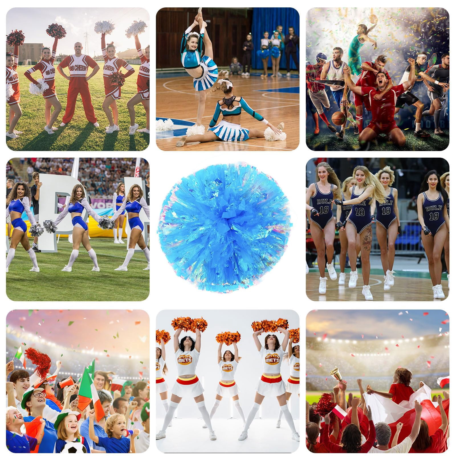 22 Pcs pom poms Cheer,pom poms Cheerleading with Finger Holes Cheer Pom Pomsfor Dance, Matches